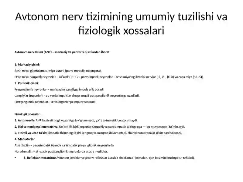 Vegetativ asab tizimi 2
