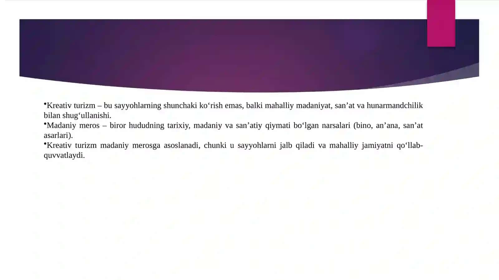 Kreativturizmda madaniymerosningorni 2