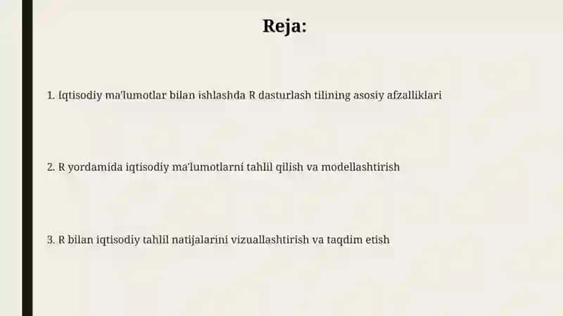Iqtisodiy ma'lumotlar bilan ishlashda R-programmingning ahamiyati va qo’llanilish 2