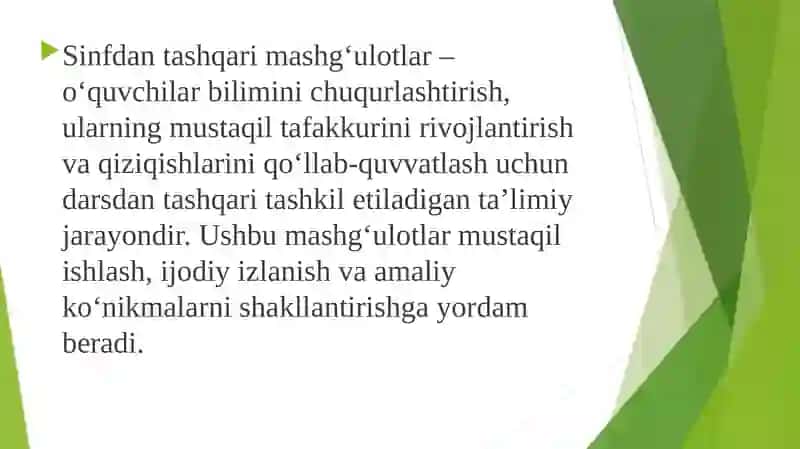Sinfdan tashqarimashg’ulotlarning didaktik vositalari 2