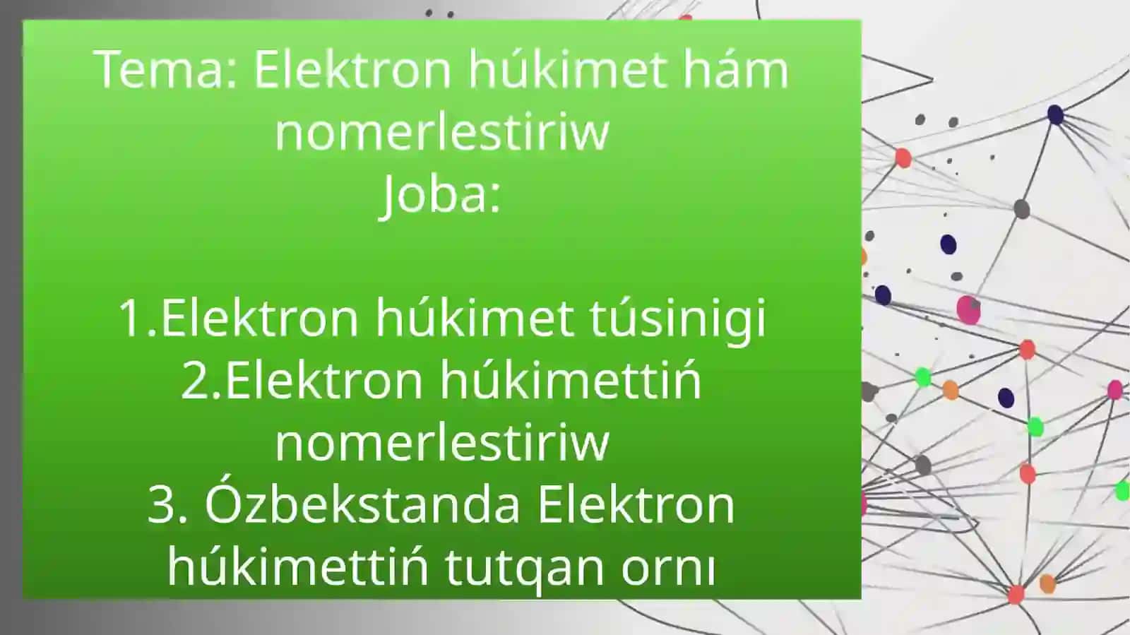 Elektron húkimet hám nomerlestiriw 2