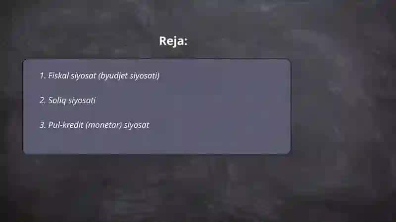 Davlatning iqtisodiy siyosatining turlari 2