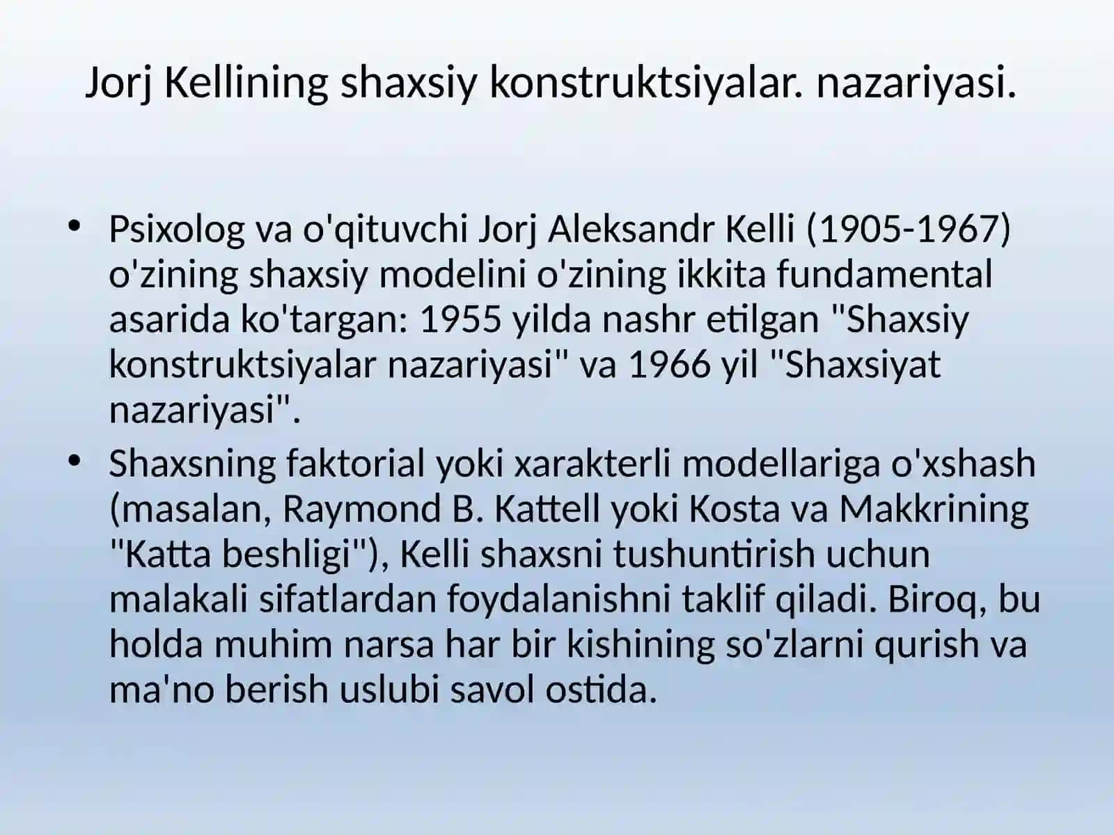 Shaxsiy konstruksiyalar nazariyasi 2