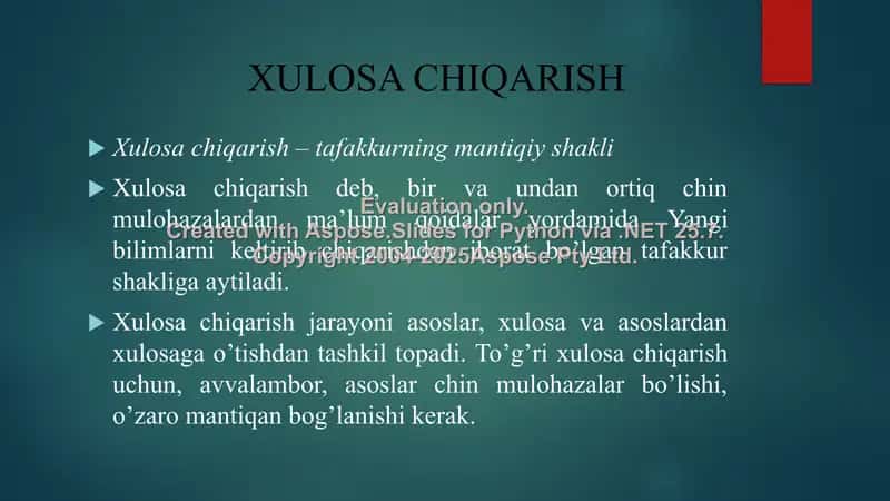 Xulosa chiqarish 2