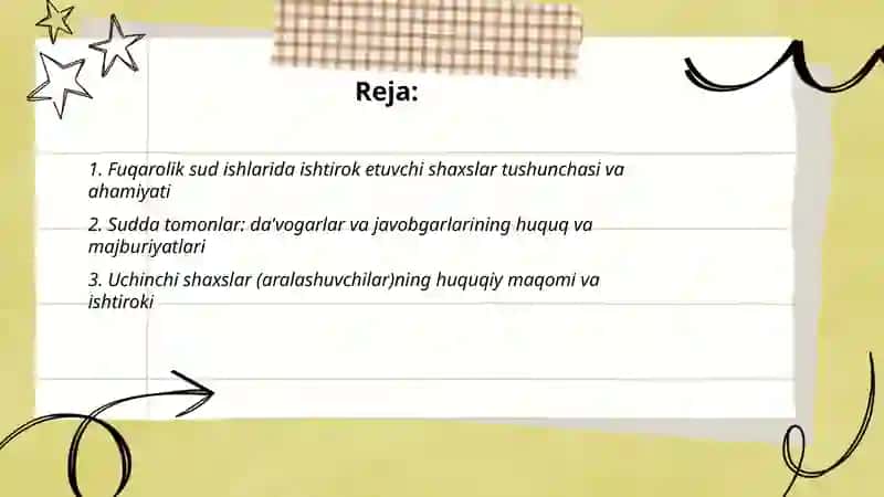 Fuqarolik sud ishlarini yuritish ishtirokchilari 2