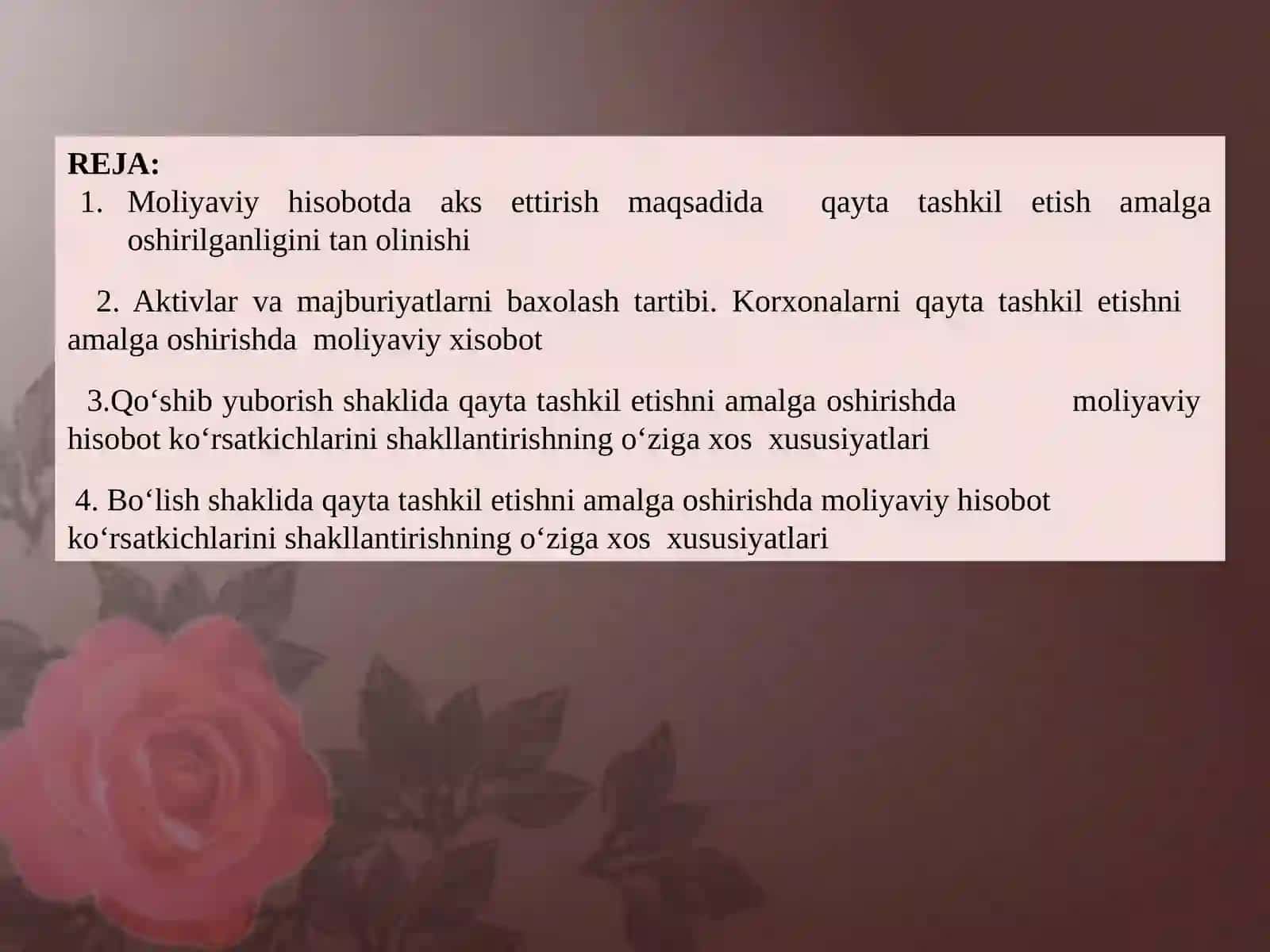 23-sonli BHMS "Qayta tashkil etishni amalga oshirishda moliyaviy hisobotni shakllantirish" 2