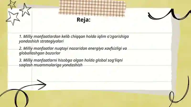 Milliy manfaatlardan kelib chiqqan holda umumbashariy muammolarga yondashish 2