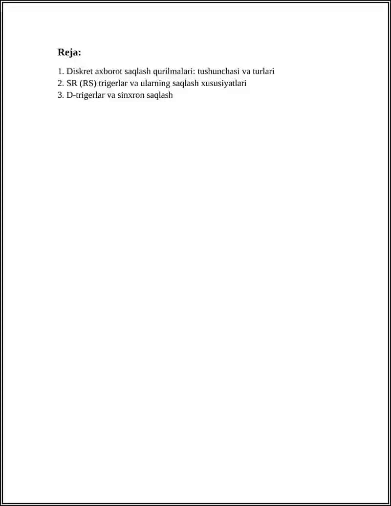 DISKRET AXBOROTNI SAQLASH QURILMALARI 2