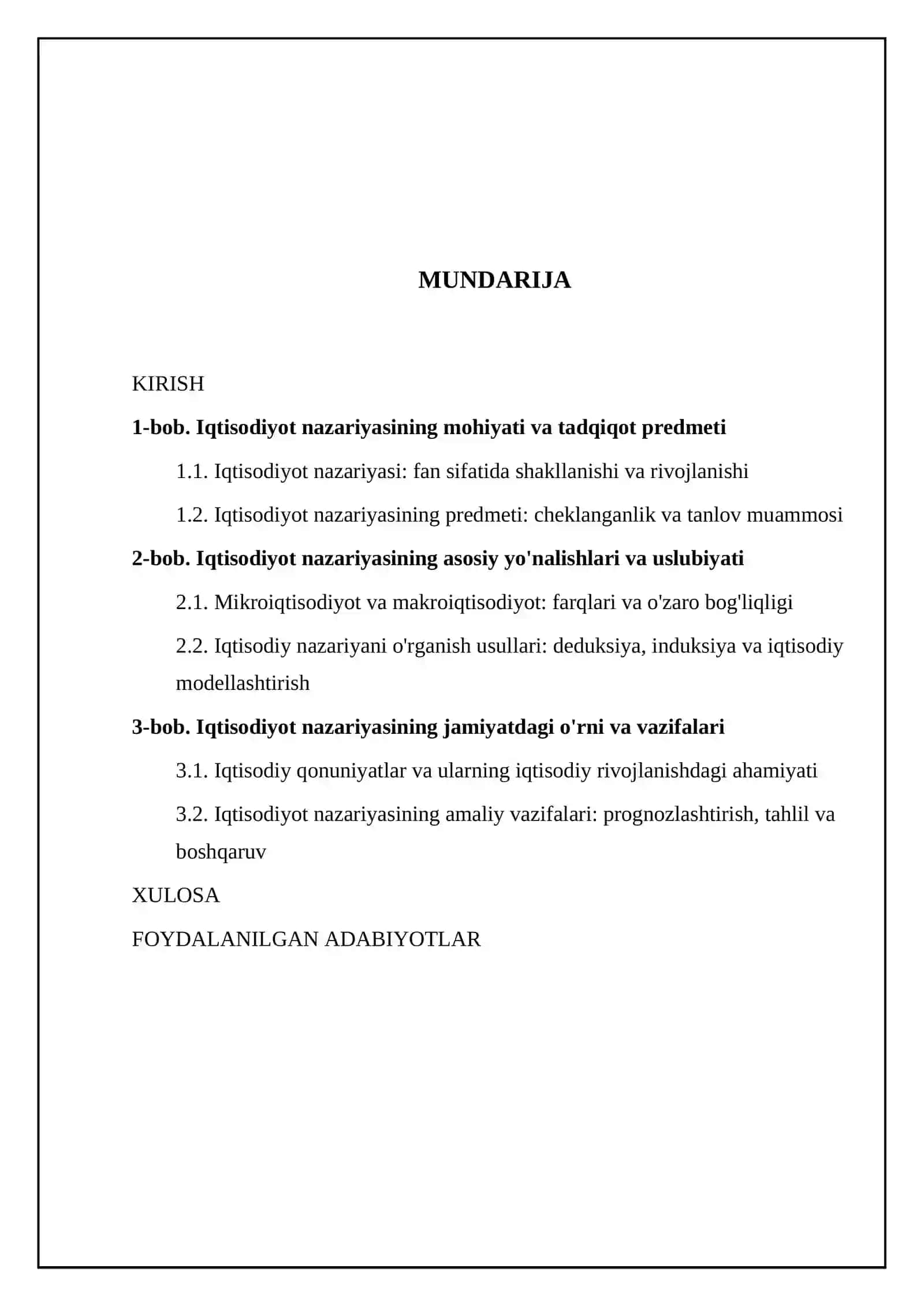 Iqtisodiyot nazariyasi fanining predmeti va vazifalari 2