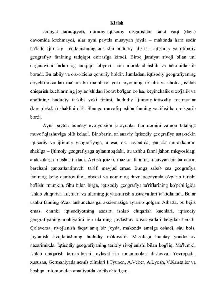 Uzoq xorij olimlarining iqtisodiy geografyaga qo’shgan hissalari 2
