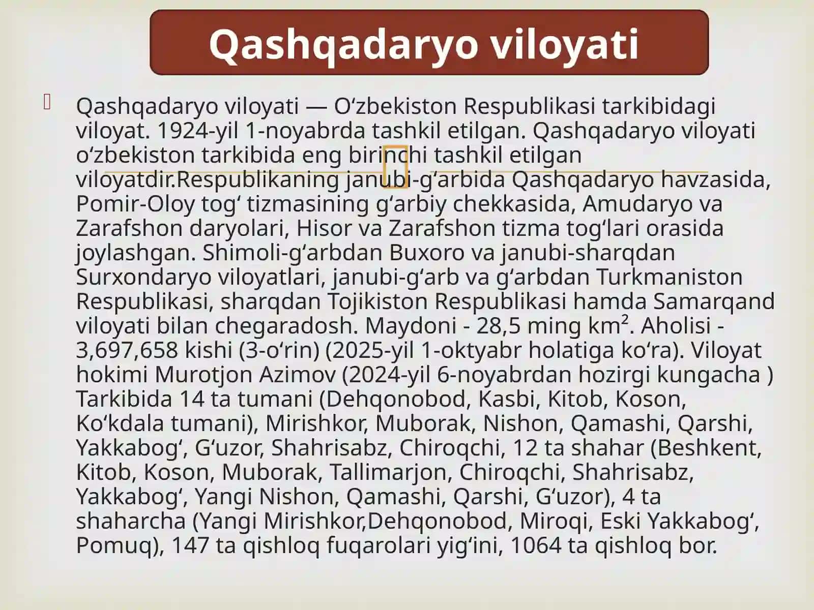 Qashqadaryo viloyati haqida 2