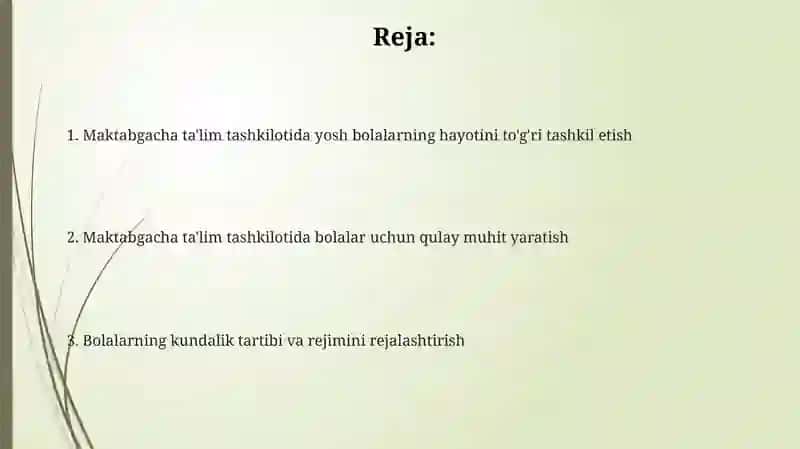 Yosh bolalar hayotini to'g'ri tashkil etish 2
