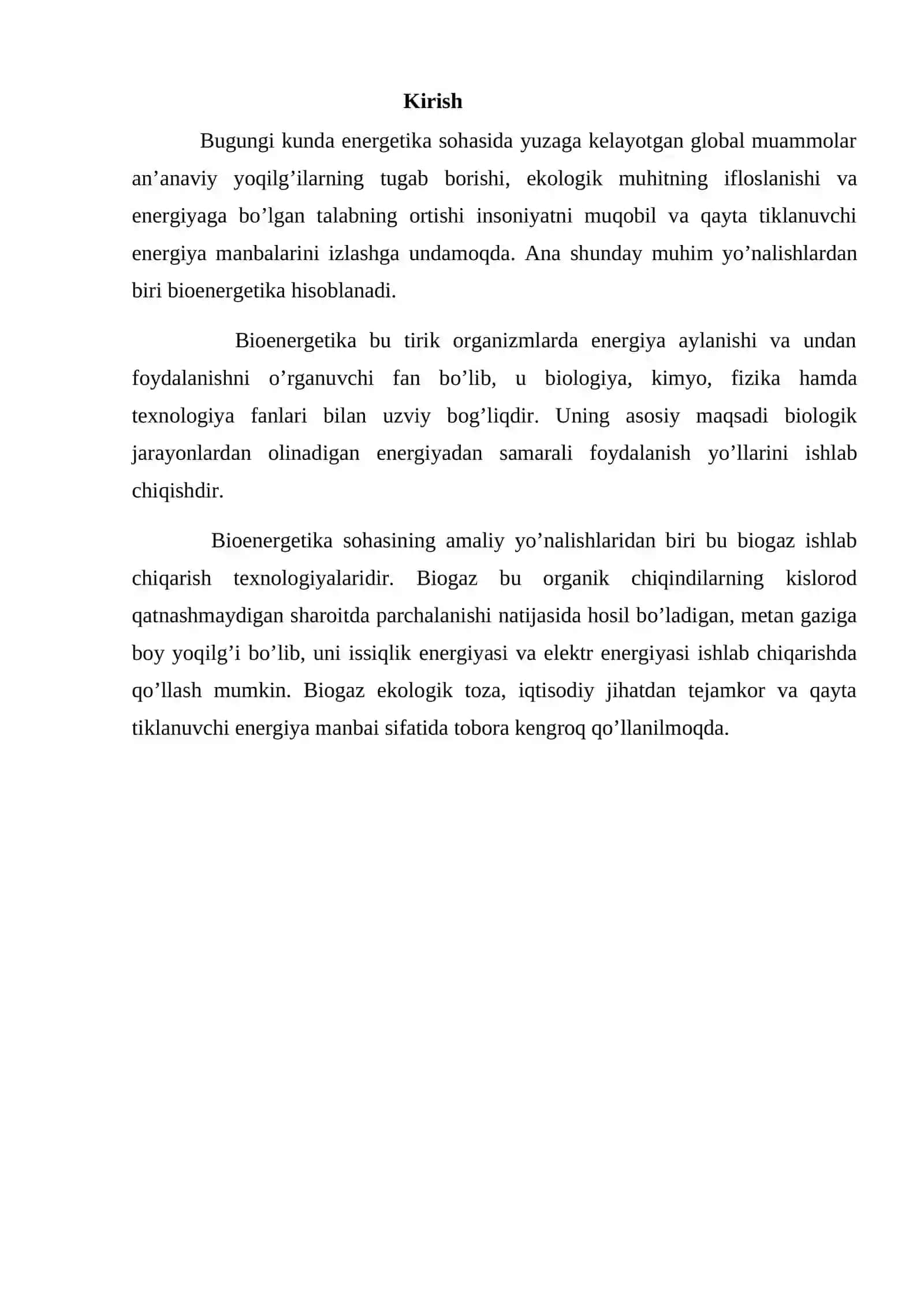 Bioenergetika mavzusida tayyor sifatli refarat va mustaqil ish 2