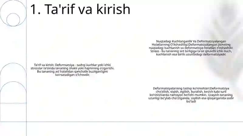 Bosh Deformatsiyalar Nuqtadagi Kuchlanganlik Va Deformatsiyalangan Holatlarning OʻXshashligi 2