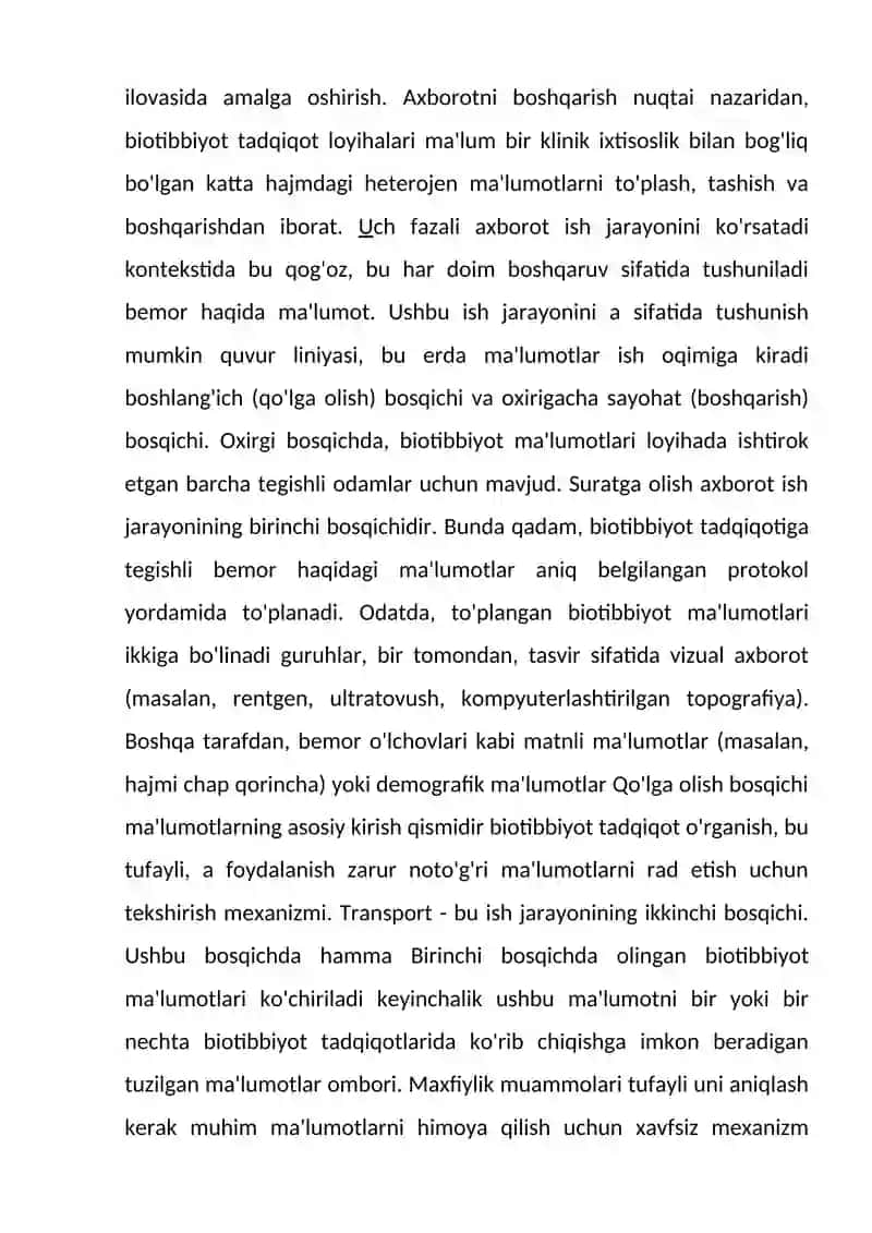 BIMS (Biotibbiyot ma'lumotlarini boshqarish tizimi) 2