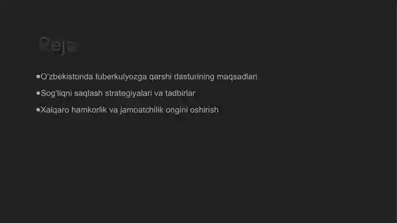 Oʻzbekistonda Tuberkulyozga Qarshi Kurashishning Milliy Dasturi 2