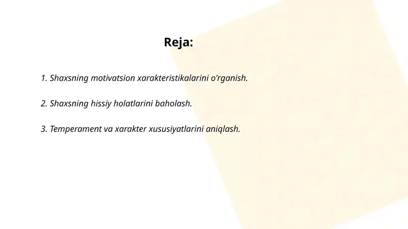 Shaxs psixodiagnostikasida qo’llaniladigan medodikalar tasnifi 2