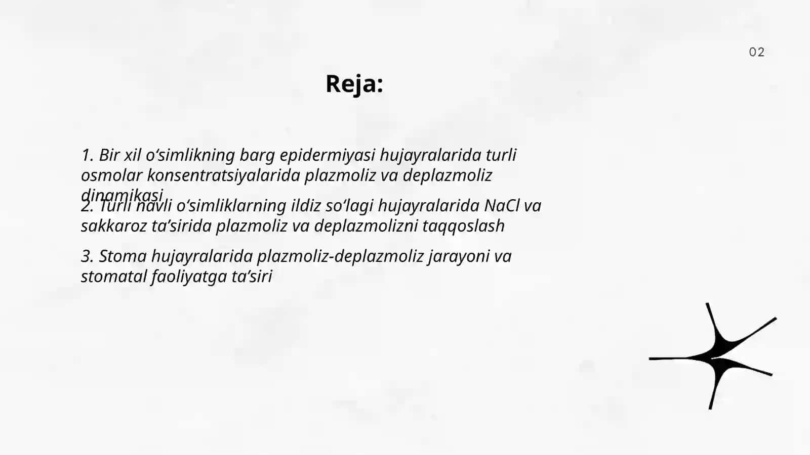 Plazmoliz va deplazmoliz hodisalarini turli oʻsimlik hujayralarida oʻrganish 2