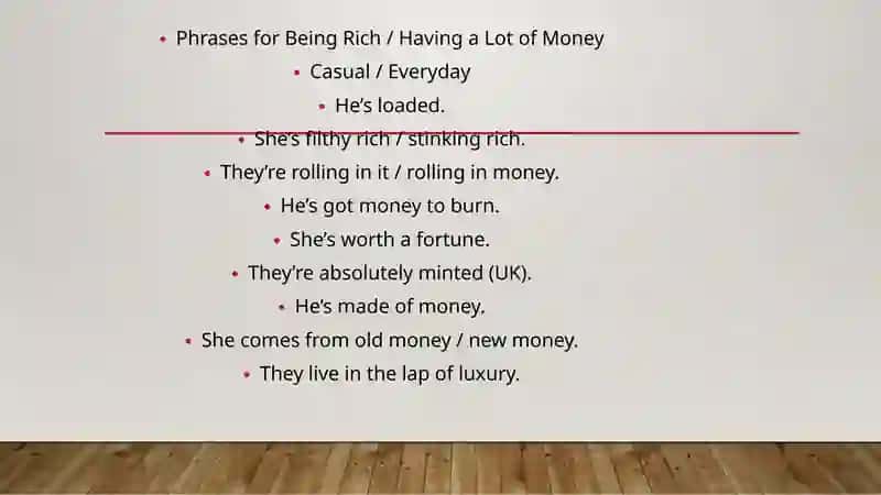 Phrases for Being Rich/Poor and Phrases for Talking about Statistics 2