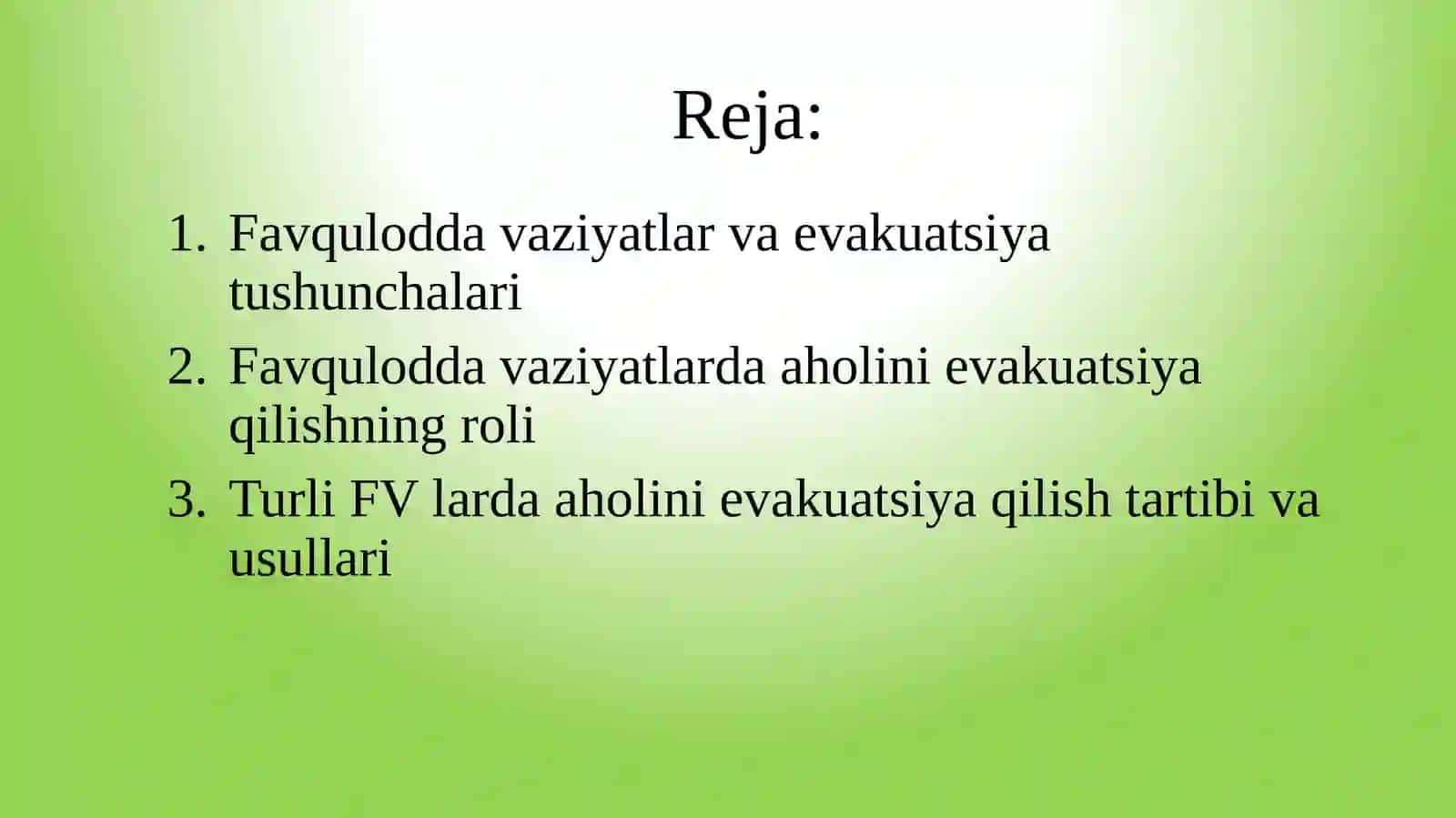 Favqulodda vaziyatlarda aholini evakuatsiya qilish 2