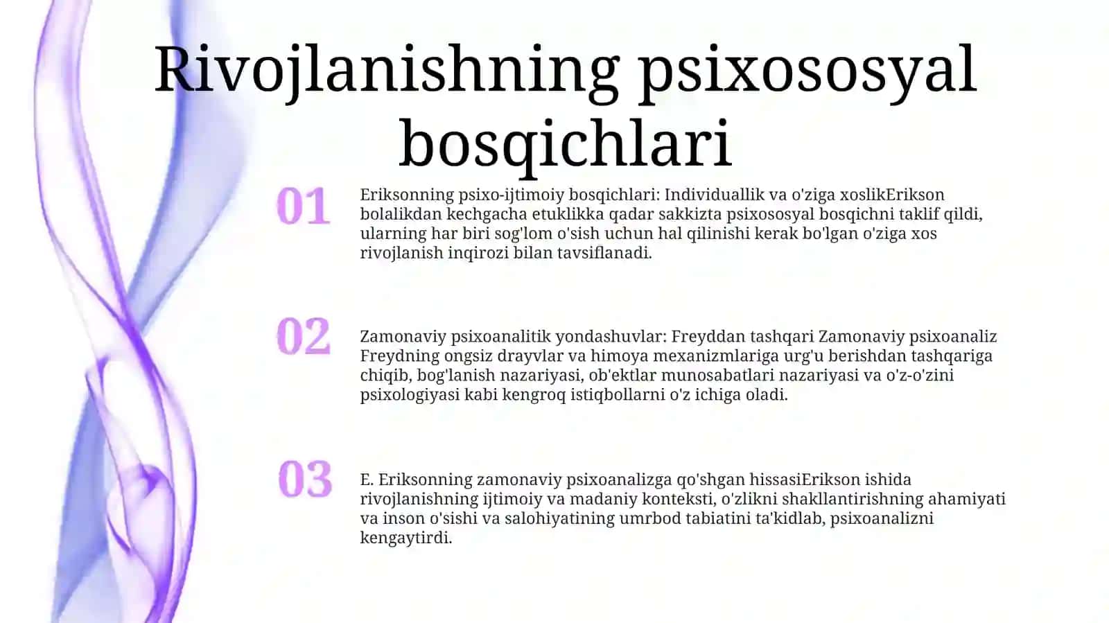 Eriksonning Psixo-ijtimoiy Bosqichlari 2