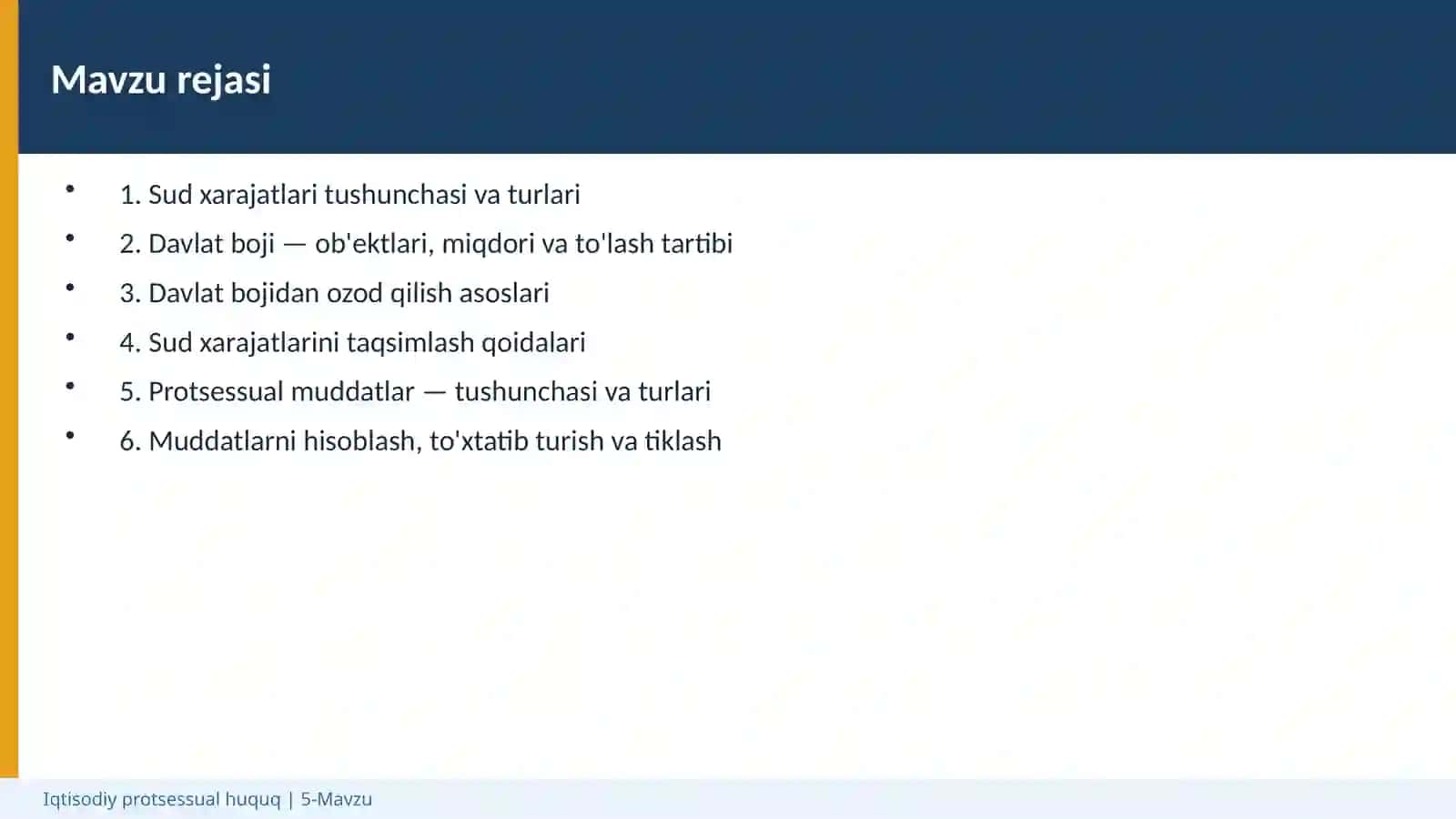 Sud xarajatlari va protsessual muddatlar 2