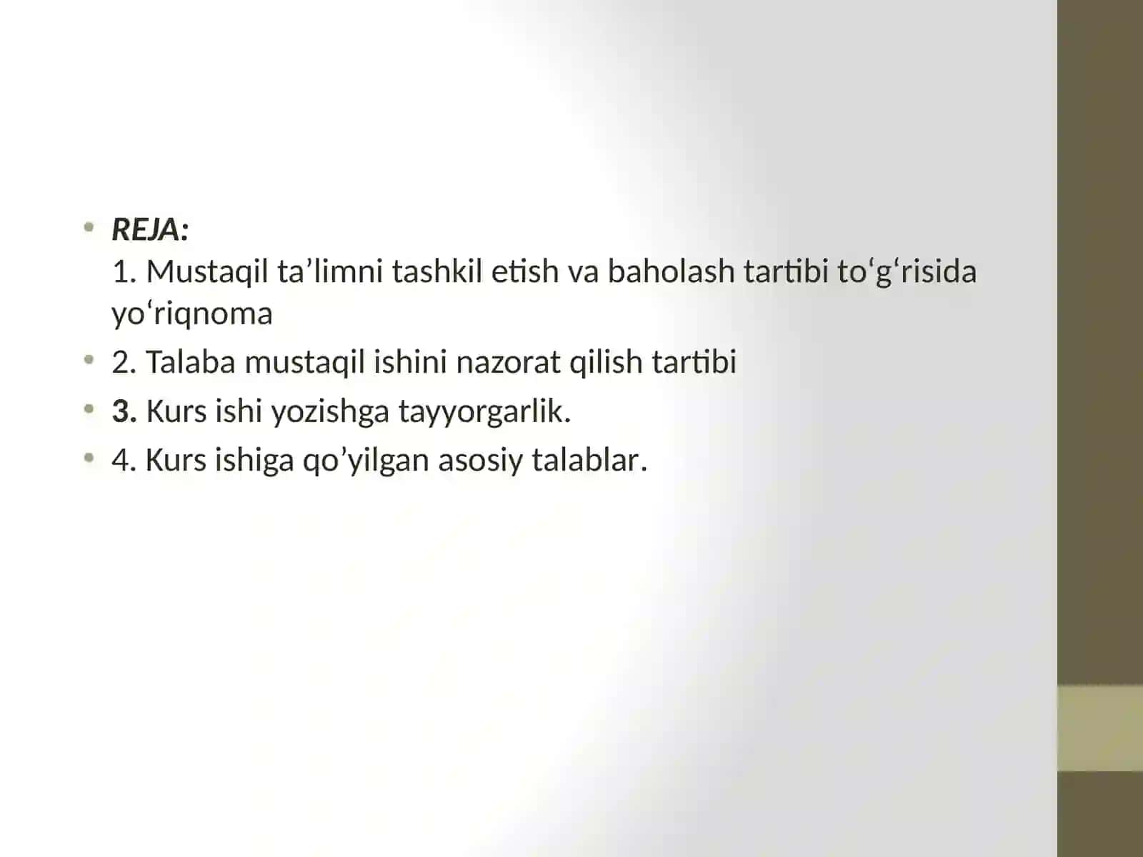 Kurs ishi, maqsadi va vazifalari 2