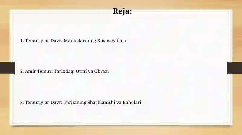 Temuriylar Davri Tarixining Sharhlanishi va Baholari 2