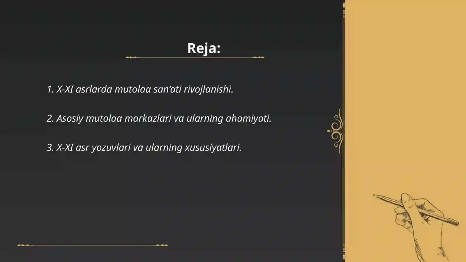 X-XI asrlar manbalarida mutolaa san‘ati va notiqlik haqida 2