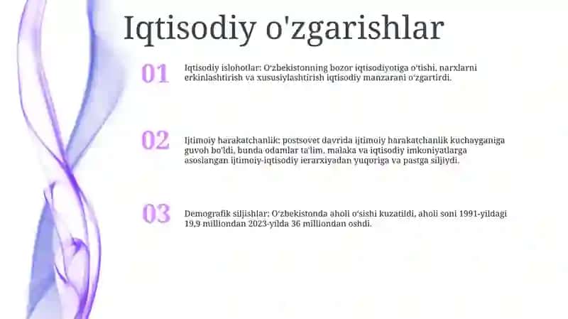 OʻZbekiston Respublikasidagi Ijtimoiy OʻZgarishlar 2