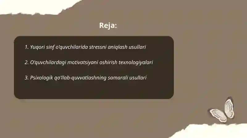 Yuqori sinf o'quvchilarning psixologik muommolarini hal qilish texnologiyasi 2