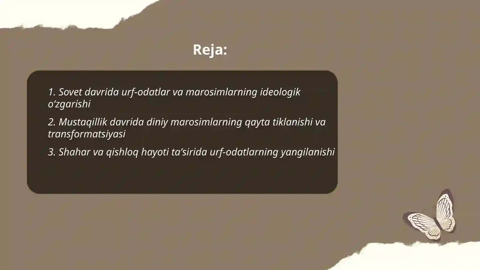 Manaviy madaniyatdagi transformatsiyalar xalqlarning urf-odatlari va marosimlarida roʻy bergan oʻzgarishlar xususida 2