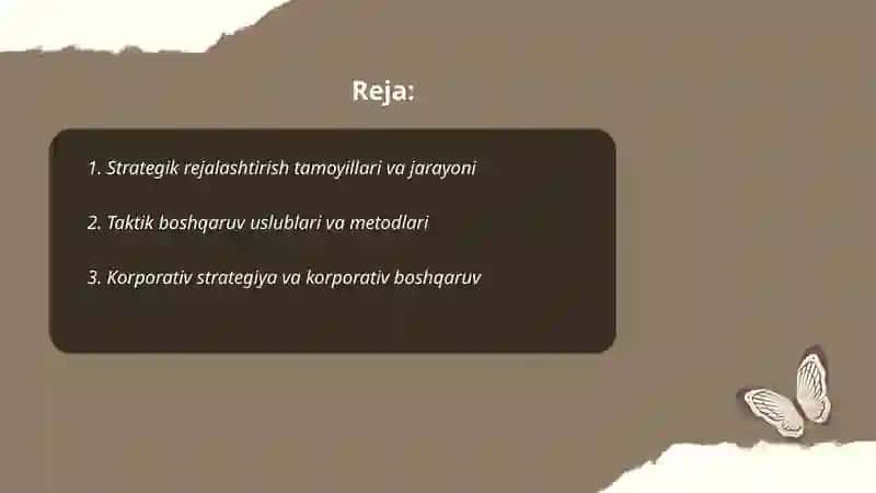 Boshqaruv taktikasi va strategiyasi 2