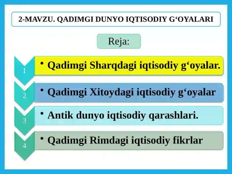 Qadimgi Sharqda Iqtisodiy O'yalar 2