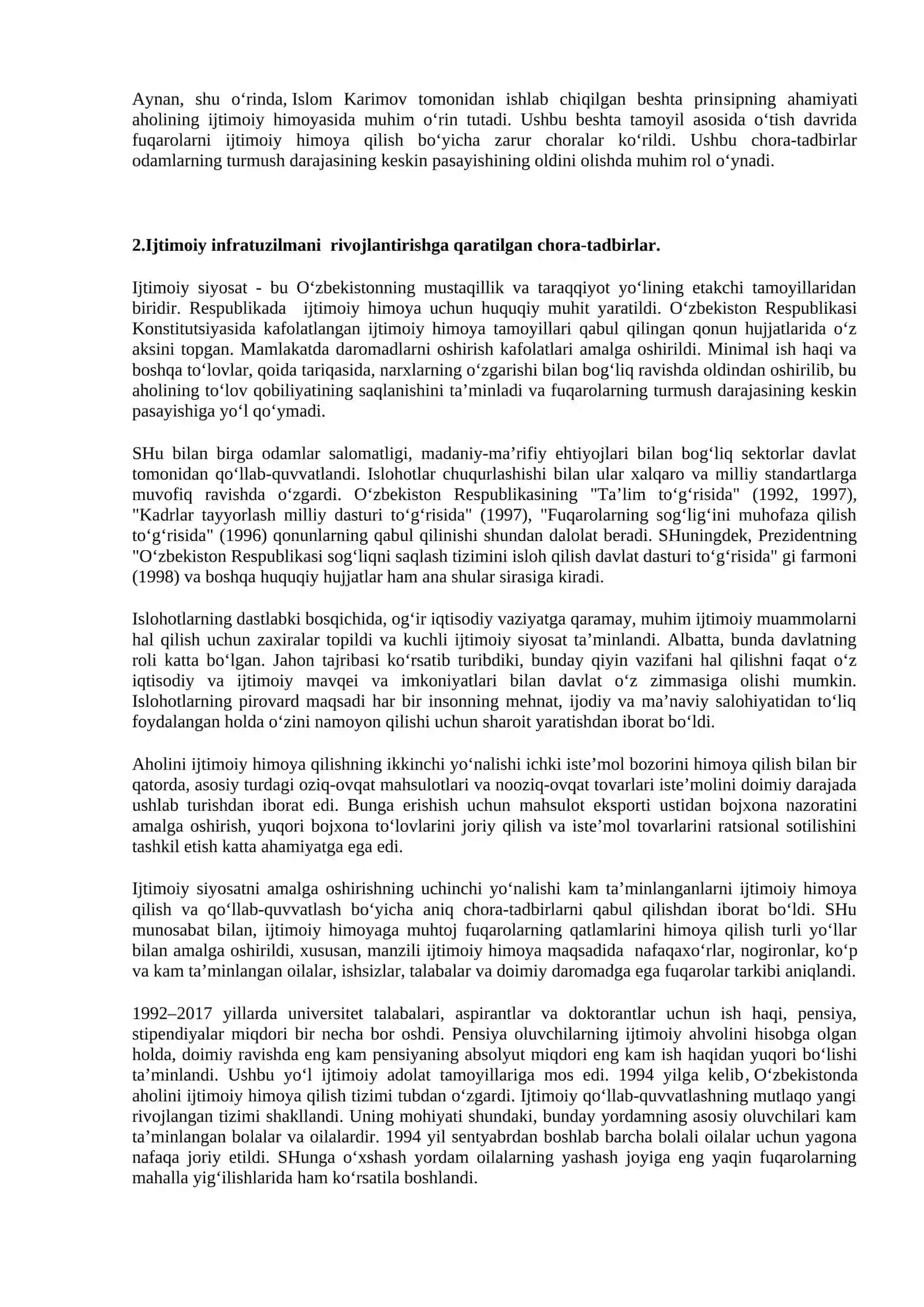 O‘zbekiston Respublikasida ijtimoiy o‘zgarishlar 2