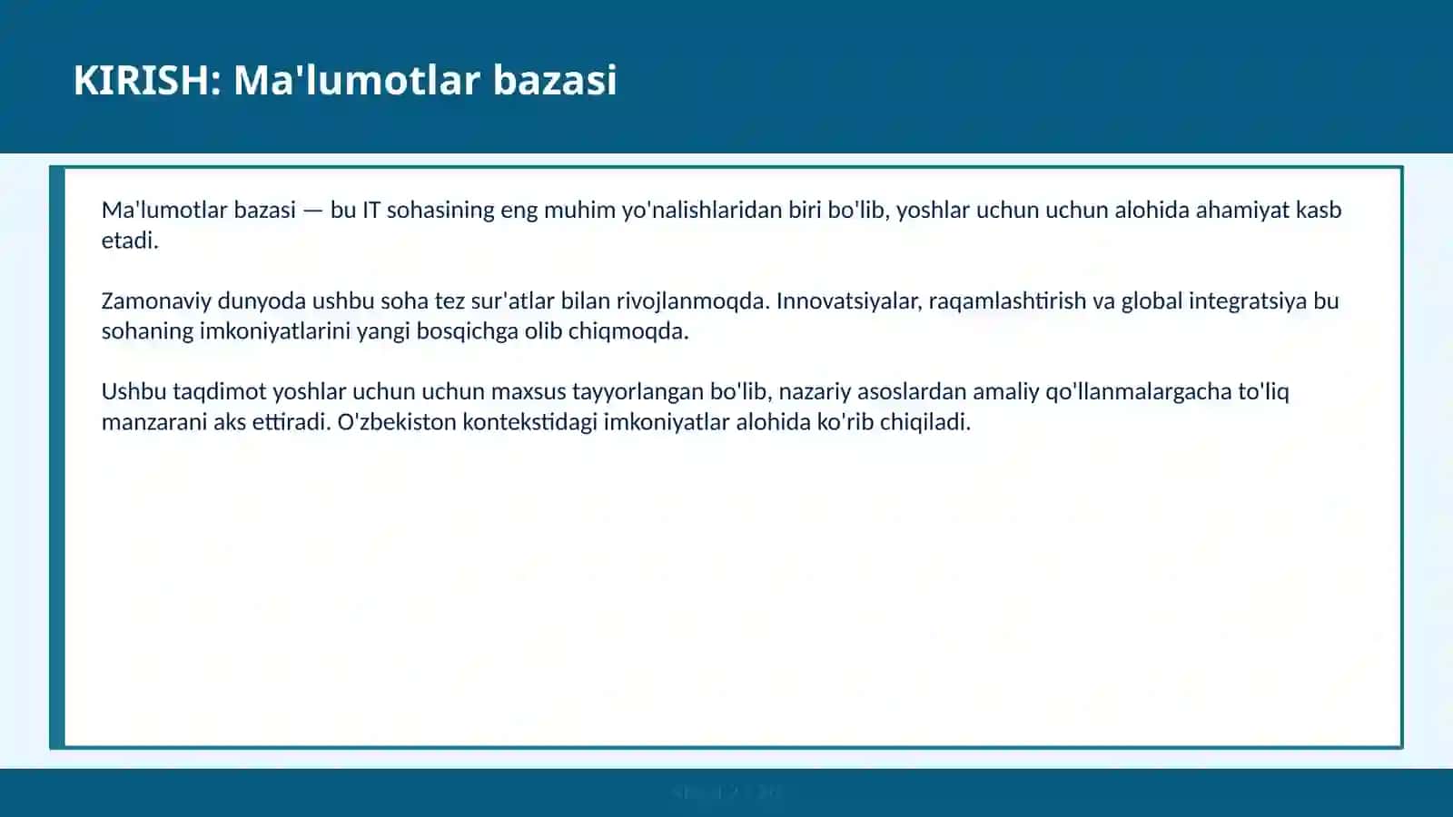 Ma'lumotlar bazasi 2
