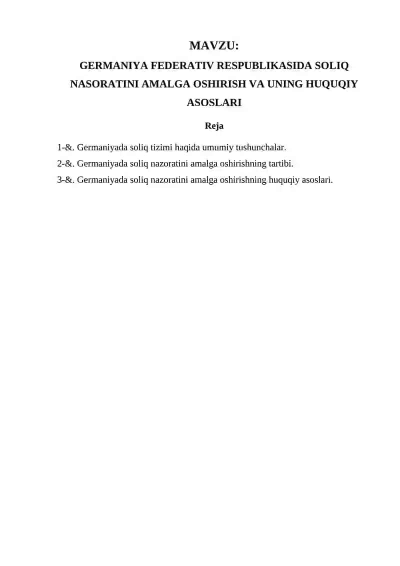 GERMANIYA FEDERATIV RESPUBLIKASIDA SOLIQ NASORATINI AMALGA OSHIRISH VA UNING HUQUQIY ASOSLARI 2