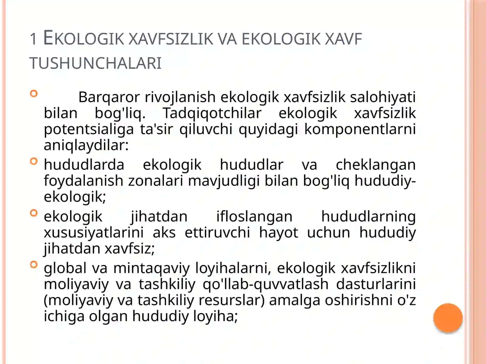 Ekologik xavfsizlik va barqaror rivojlanish 2