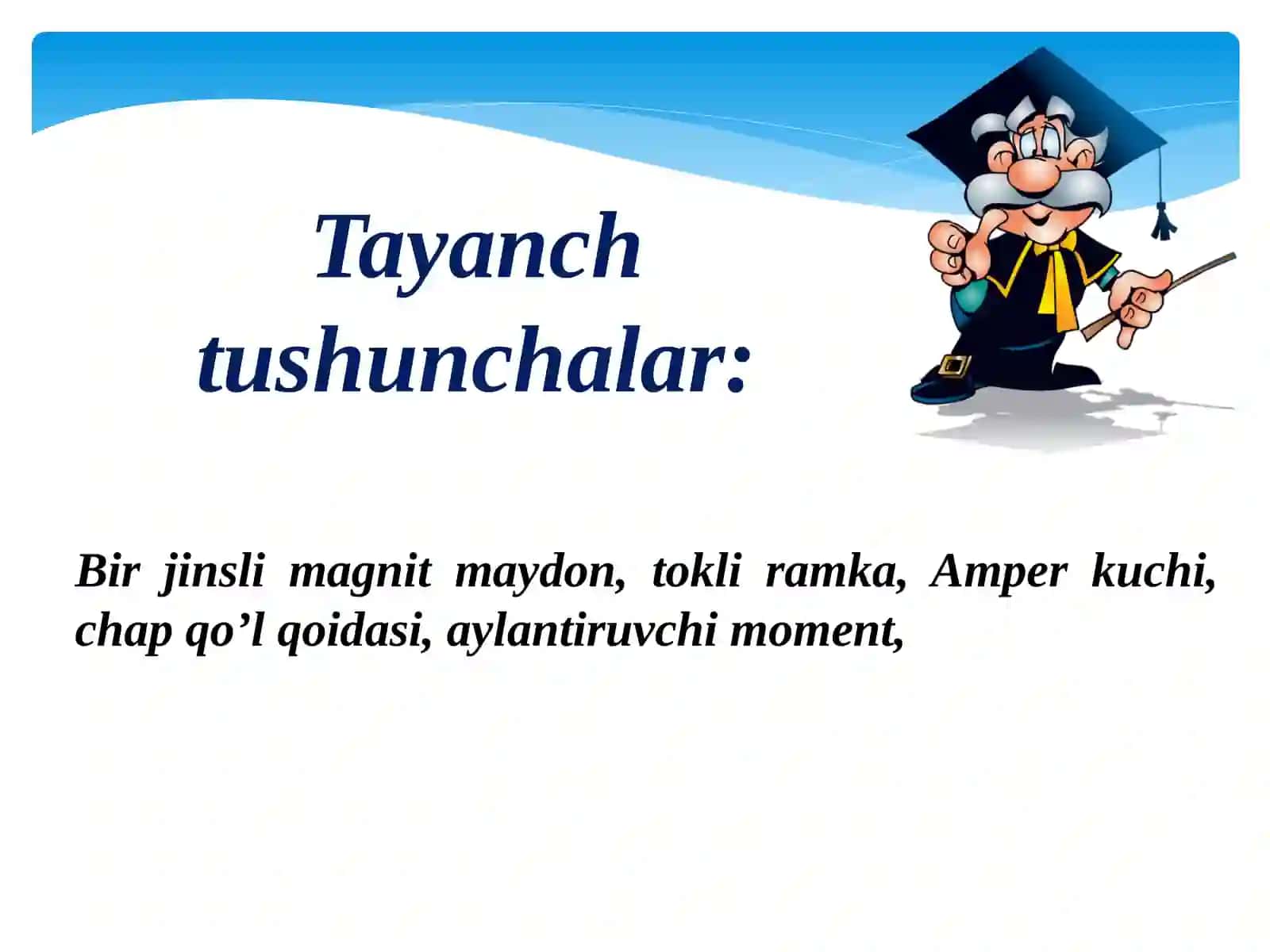 BIR JINSLI MAGNIT MAYDONNING TOKLI RAMKANI AYLANTIRUVCHI MOMENTI 2