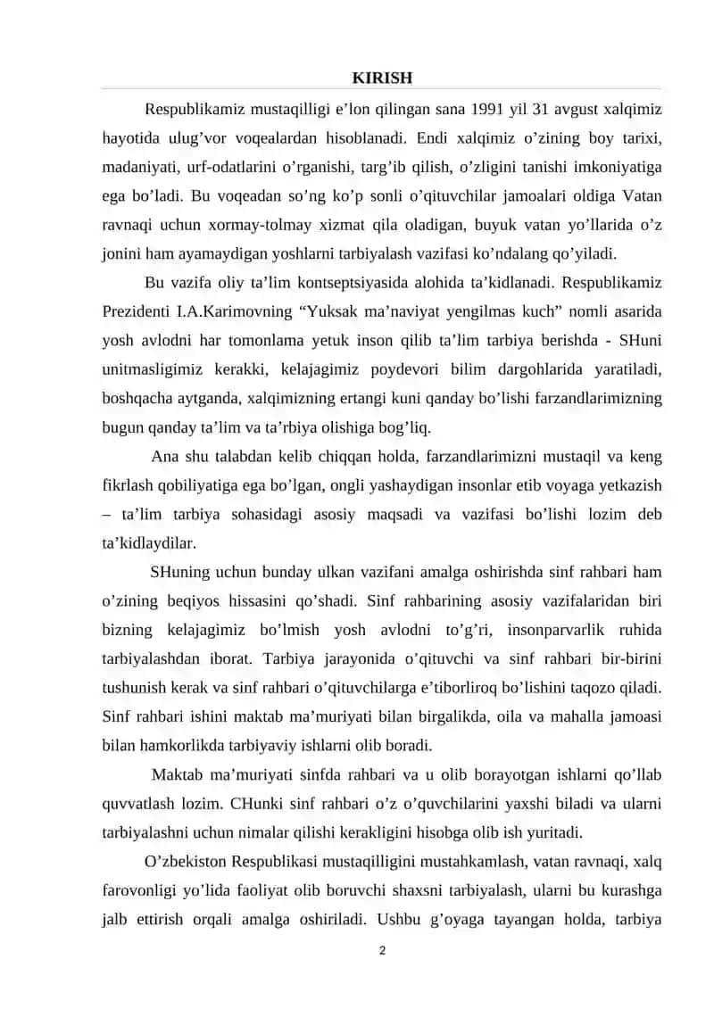 TARBIYAVIY SOAT DARSLARINI TASHKIL ETISH TEXNOLOGIYASI 2