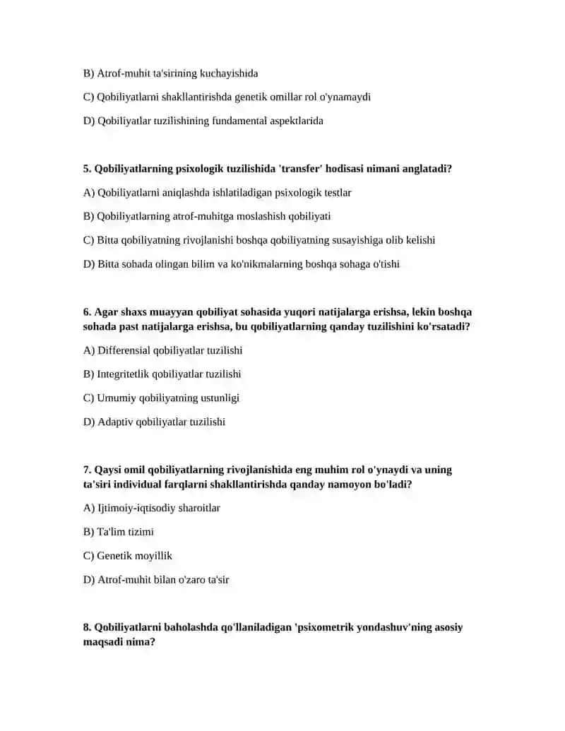 Qobiliyatlarning psixologik strukturasi 2