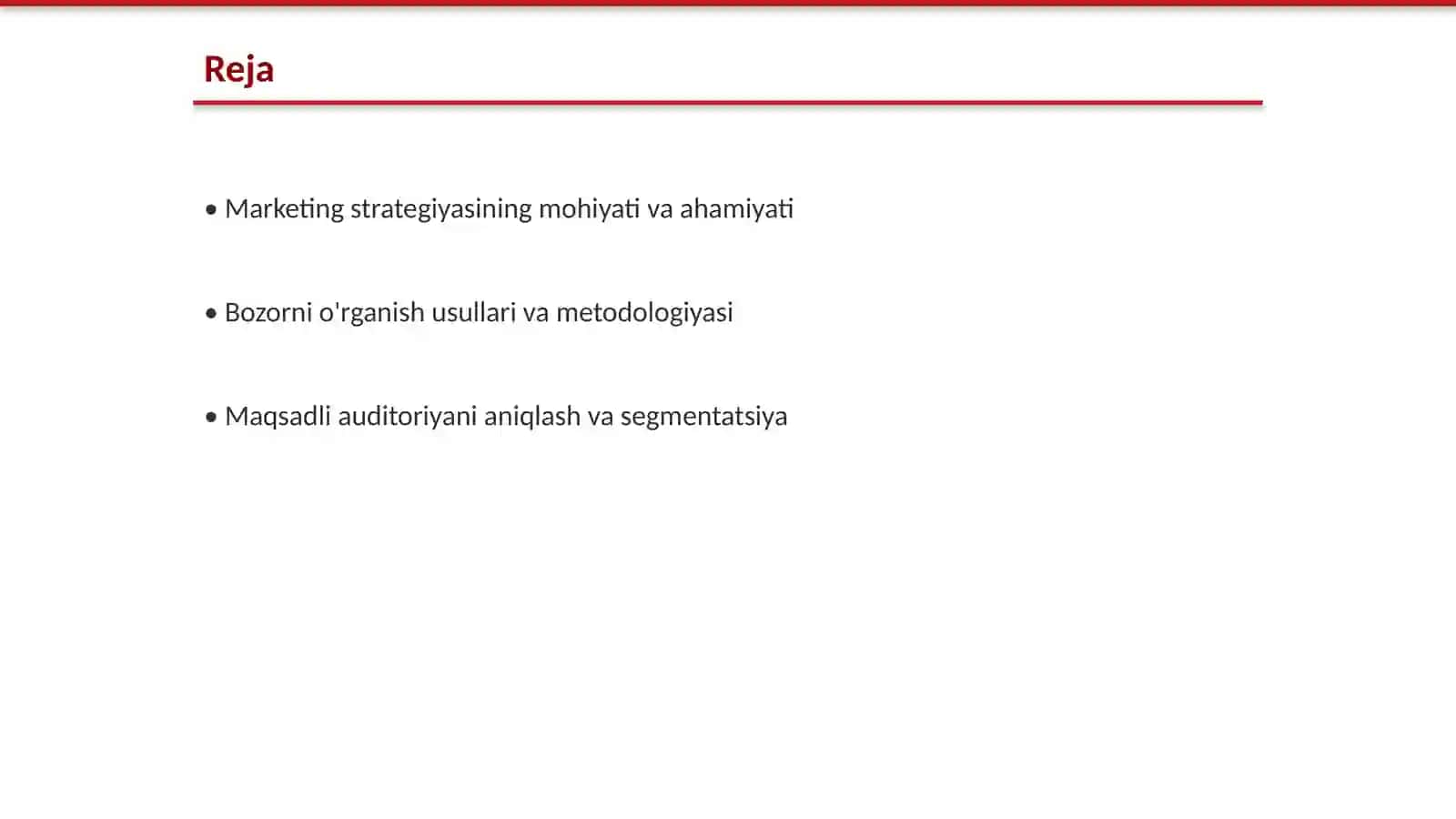 Marketing strategiyasi va bozorni o'rganish 2