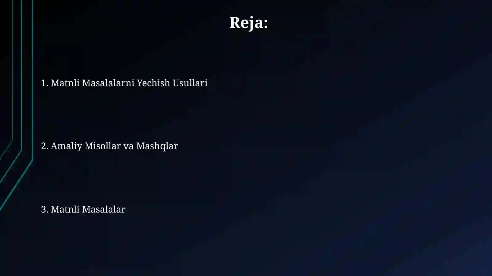 Matnli masalalar va matnli masalalar yechish metodlari 2
