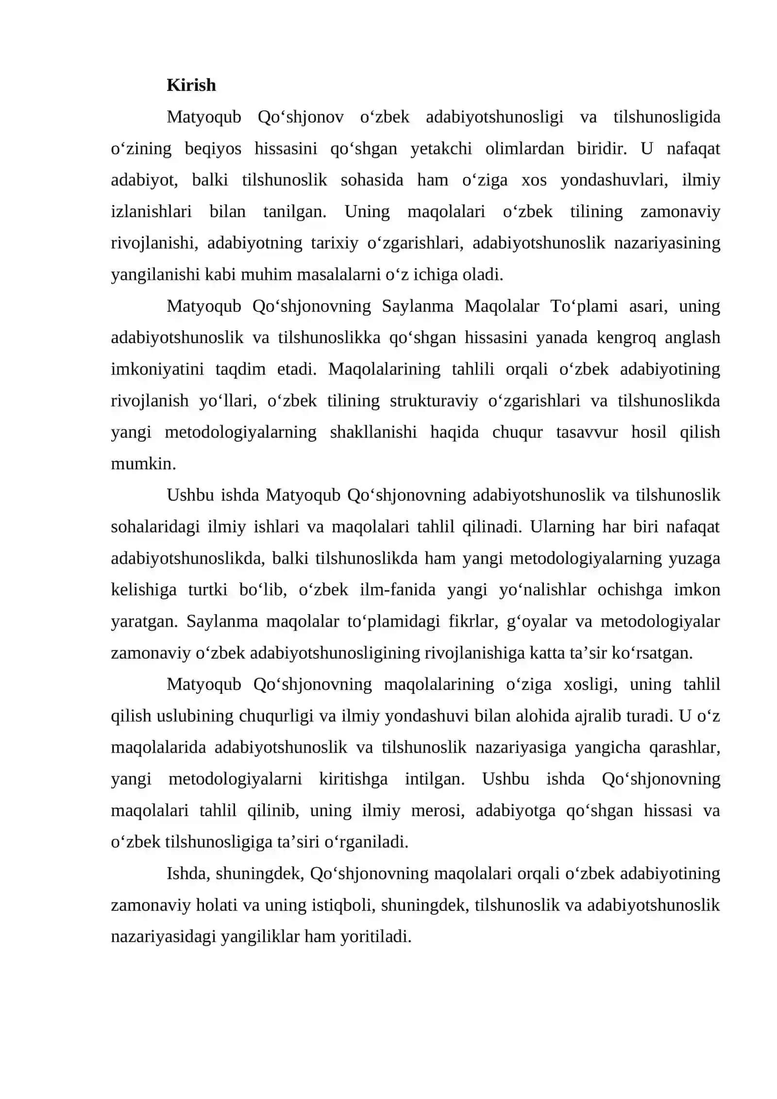 Matyoqub Qo’shjonovning saylanma maqolalar to’plami 2