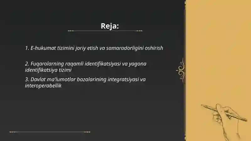 E‑hukumat tizimini joriy etish va samaradorligini oshirish 2