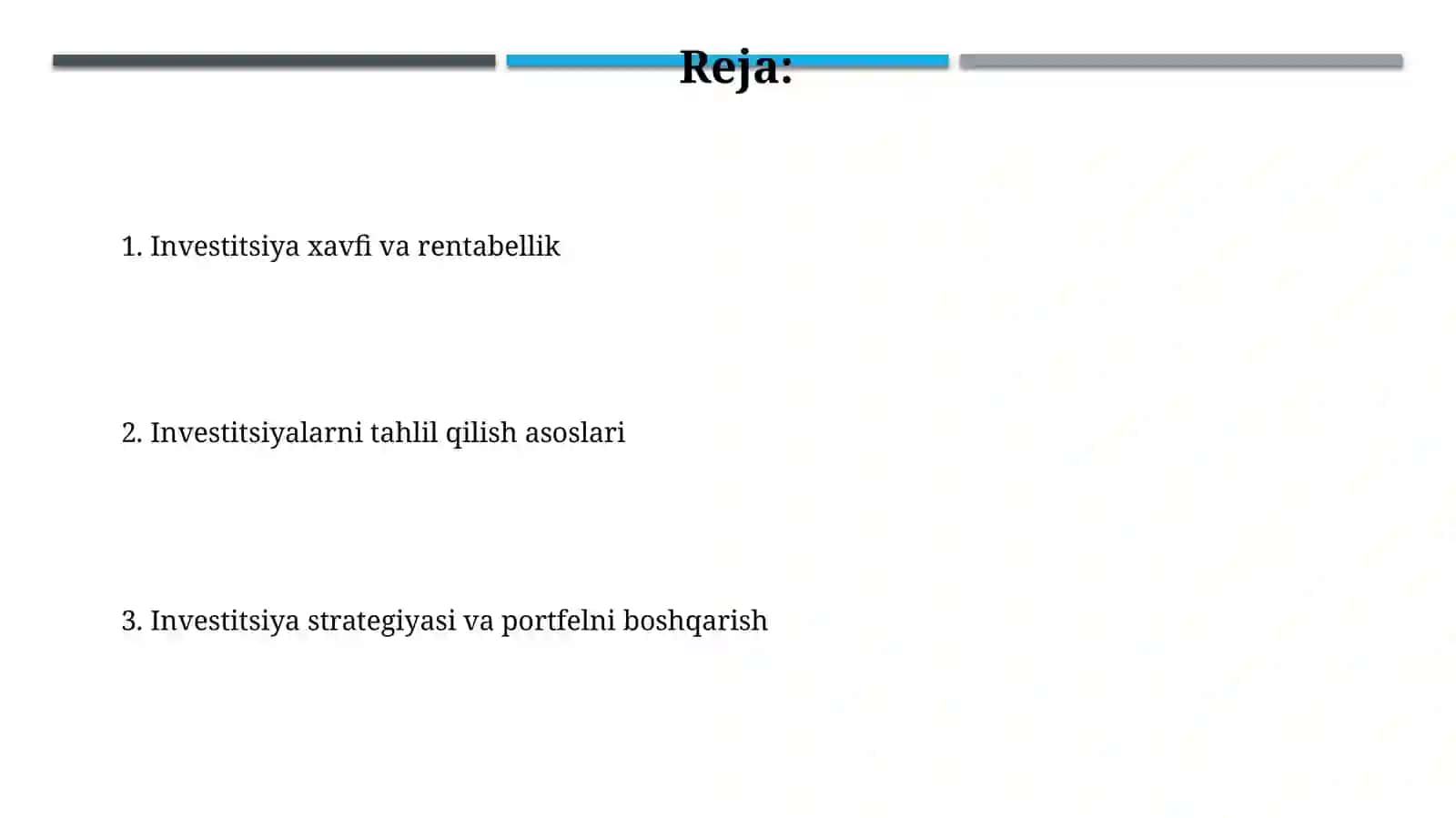 Investitsiya va investitsiya tahlil 2