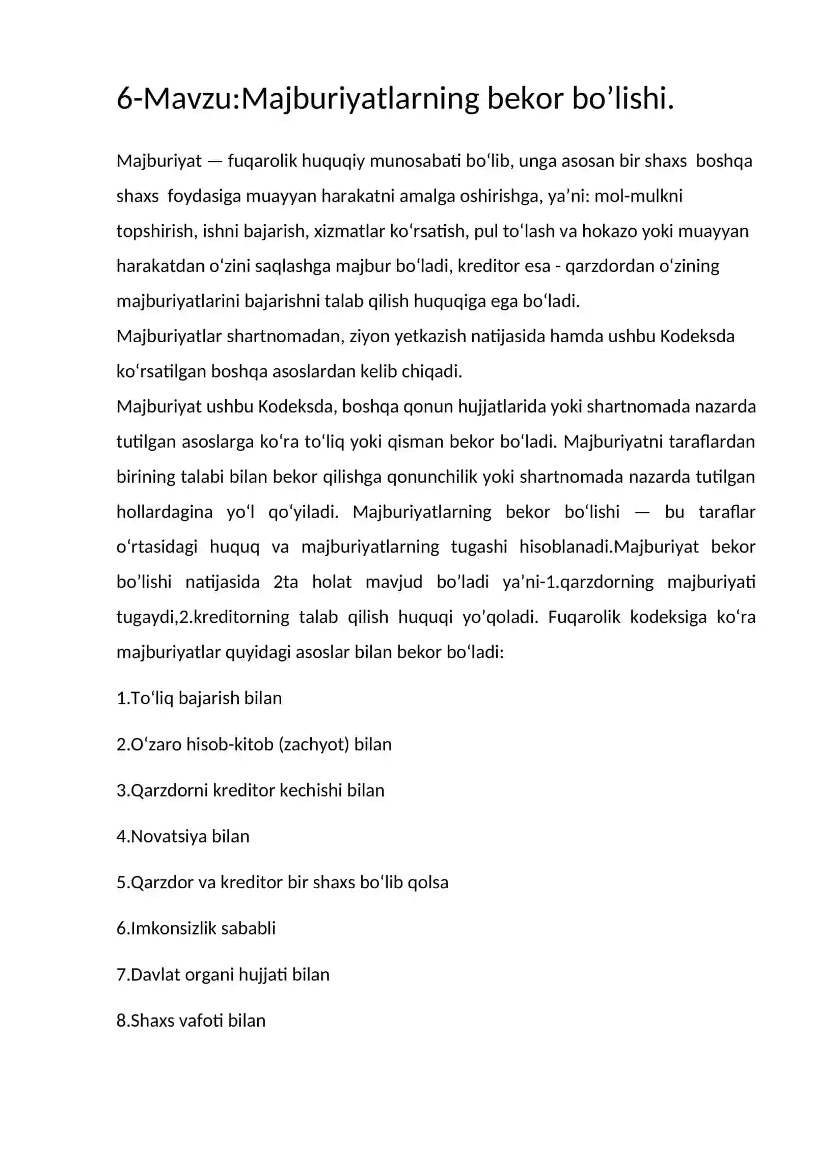 Majburiyatlar bekor bo'lishi 2