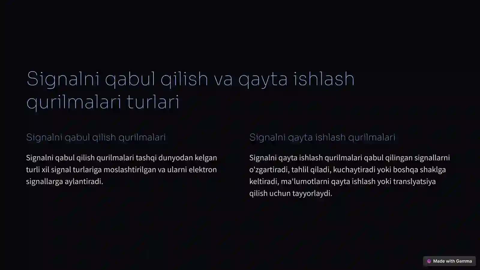 Signalni qabul qilish va qayta ishlash qurilmalari 2