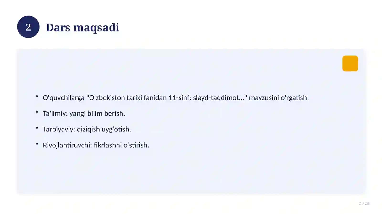 O'zbekiston tarixi fanidan 11-sinf: slayd-taqdimot (dars uchun) 2