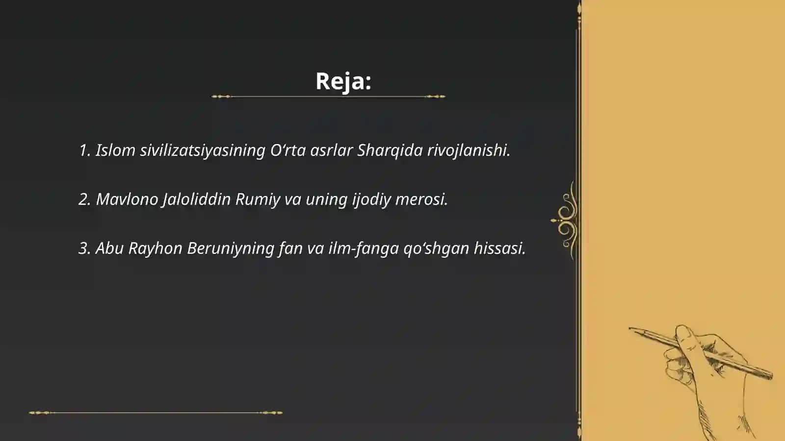 Islom sivilizatsiyasining Oʻrta asrlar Sharqida rivojlanishi 2